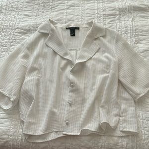 Forever 21 White Cropped Button Up Shirt